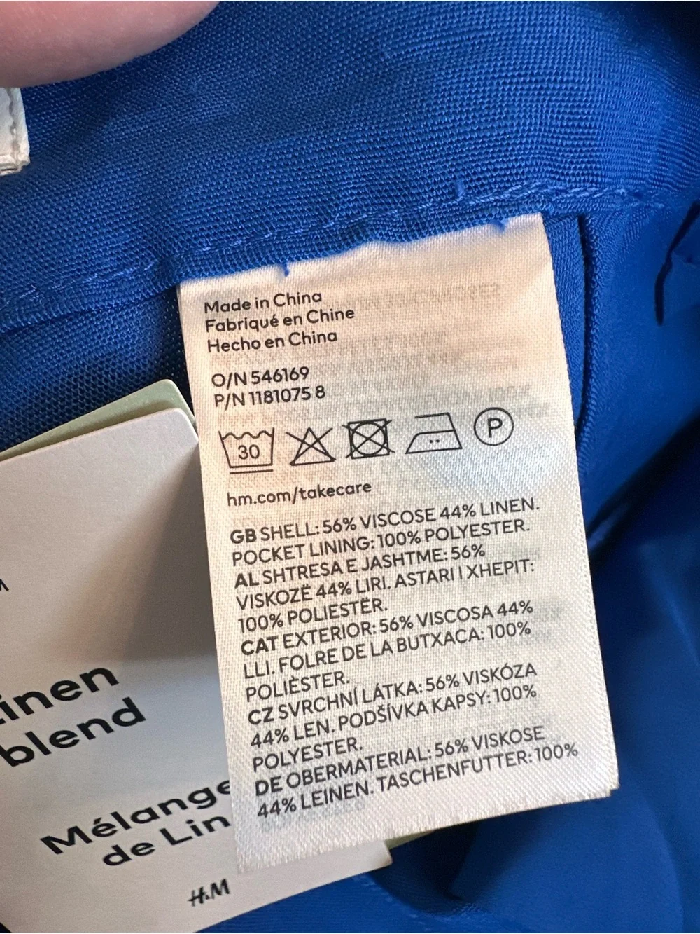 H&M Linen Blend Cobalt Blue High Rise Wide Leg Pants Size 4 NWT